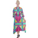 Checkerboard Squares Abstract Texture Patterns Quarter Sleeve Wrap Front Maxi Dress View2