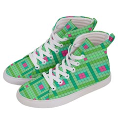 Checkerboard Squares Abstract Men s Hi-top Skate Sneakers by Apen