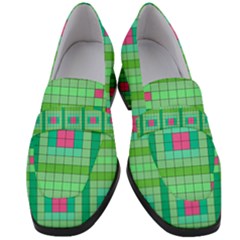 Checkerboard Squares Abstract Women s Chunky Heel Loafers by Apen