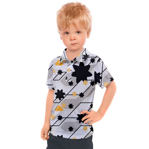 Flower Shape Abstract Pattern Kids  Polo T-shirt by Modalart