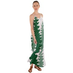 Pine Trees Spruce Tree Cami Maxi Ruffle Chiffon Dress by Modalart