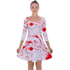 Santa Claus Red Christmas Quarter Sleeve Skater Dress by Modalart