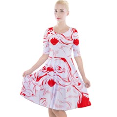 Santa Claus Red Christmas Quarter Sleeve A-line Dress by Modalart