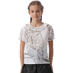 Owl Bird Wildlife Bird Of Prey Kids  Frill Chiffon Blouse by Modalart