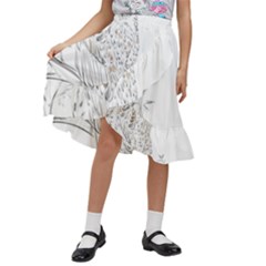 Owl Bird Wildlife Bird Of Prey Kids  Ruffle Flared Wrap Midi Skirt by Modalart