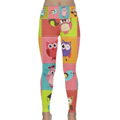 Owls Pattern Abstract Art Desenho Vector Cartoon Lightweight Velour Classic Yoga Leggings by Bedest