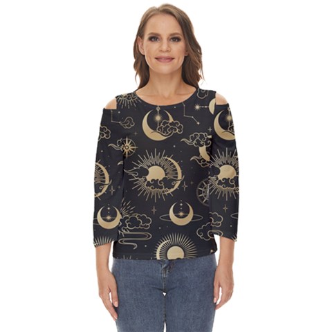 Star Colorful Christmas Abstract Cut Out Wide Sleeve Top by Ndabl3x