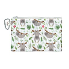 Seamless Pattern With Cute Sloths Canvas Cosmetic Bag (large) by Ndabl3x