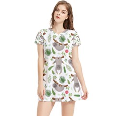 Seamless Pattern With Cute Sloths Women s Sports Skirt by Ndabl3x