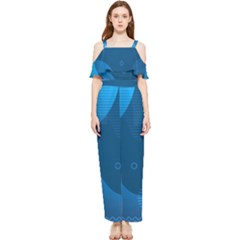 Abstract Classic Blue Background Draped Sleeveless Chiffon Jumpsuit by Ndabl3x