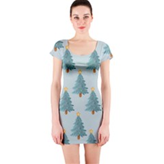 Christmas Trees Time Short Sleeve Bodycon Dress by Ravend