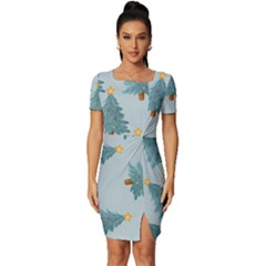 Christmas Trees Time Fitted Knot Split End Bodycon Dress by Ravend