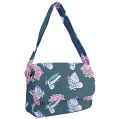 Butterfly Pattern Dead Death Rose Courier Bag by Ravend