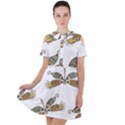 Pattern Dragonfly Background Short Sleeve Shoulder Cut Out Dress  View1