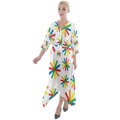 Celebrate Pattern Colorful Design Quarter Sleeve Wrap Front Maxi Dress by Ravend