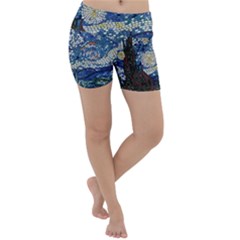 Mosaic Art Vincent Van Gogh Starry Night Lightweight Velour Yoga Shorts by Modalart