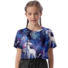 Unicorn Starry Night Print Van Gogh Kids  Basic T-shirt by Modalart