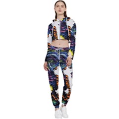 Cartoon Art Starry Night Van Gogh Cropped Zip Up Lounge Set by Modalart