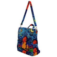 Lion Art Starry Night Van Gogh Crossbody Backpack by Modalart