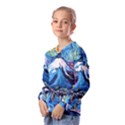 Mount Fuji Art Starry Night Van Gogh Kids  Long Sleeve T-Shirt with Frill  View2