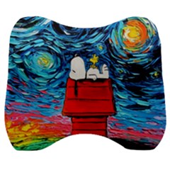 Red House Dog Cartoon Starry Night Velour Head Support Cushion by Modalart