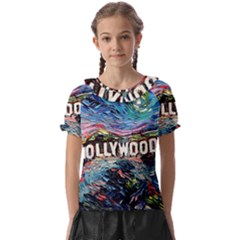 Hollywood Art Starry Night Van Gogh Kids  Frill Chiffon Blouse by Modalart