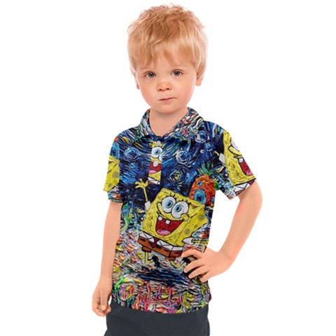 Art Cartoon Starry Night Van Gogh Kids  Polo T-shirt by Modalart