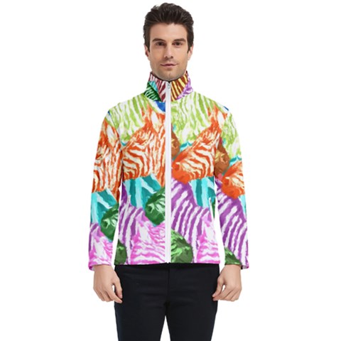 Zebra Colorful Abstract Collage Men s Bomber Jacket by Amaryn4rt