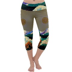 Surreal Art Psychadelic Mountain Capri Yoga Leggings by Modalart