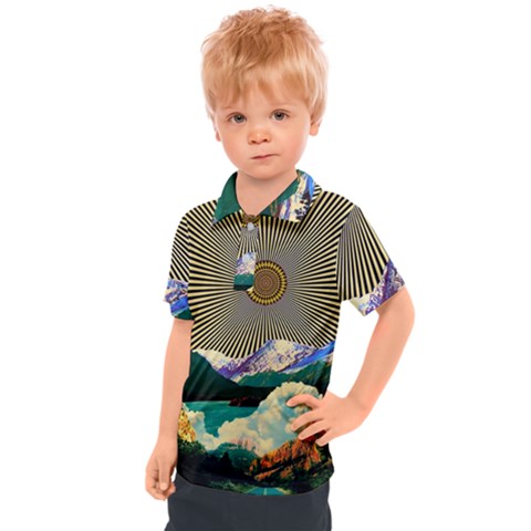 Surreal Art Psychadelic Mountain Kids  Polo T-shirt by Modalart