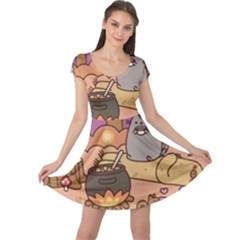 Pusheen Cute Fall The Cat Cap Sleeve Dress by Modalart