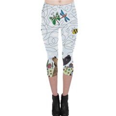 Dog Puzzle Maze Bee Butterfly Capri Leggings  by Modalart