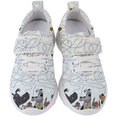 Dog Puzzle Maze Bee Butterfly Kids  Velcro Strap Shoes by Modalart