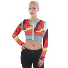 Watermelon Fruit Long Sleeve Cropped Velvet Jacket by Modalart