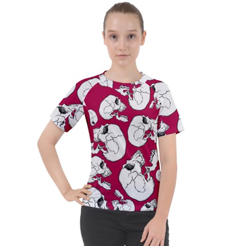 Terrible Frightening Seamless Pattern With Skull Women s Sport Raglan T-shirt by Bedest