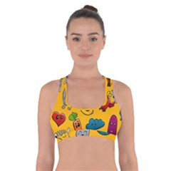 Graffiti Characters Seamless Ornament Cross Back Sports Bra by Bedest