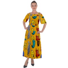 Graffiti Characters Seamless Ornament Shoulder Straps Boho Maxi Dress  by Bedest