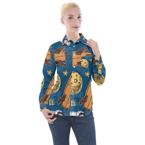 Missile Pattern Women s Long Sleeve Pocket Shirt by Bedest