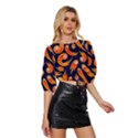 Space Patterns Pattern Mid Sleeve Drawstring Hem Top View3