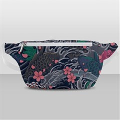 Japanese Wave Koi Illustration Seamless Pattern Waist Bag  by Bedest