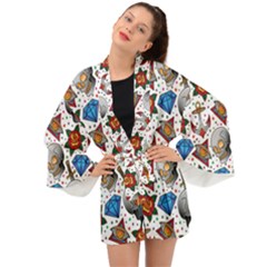 Full Color Flash Tattoo Patterns Long Sleeve Kimono by Bedest