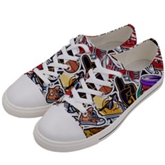 Vintage College Colorful Seamless Pattern Men s Low Top Canvas Sneakers by Bedest