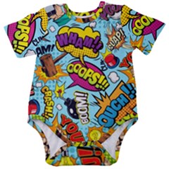 Comic Elements Colorful Seamless Pattern Baby Short Sleeve Bodysuit by Bedest