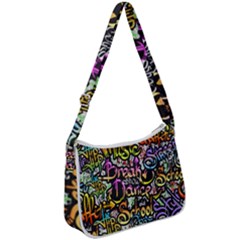 Graffiti Word Seamless Pattern Zip Up Shoulder Bag by Bedest