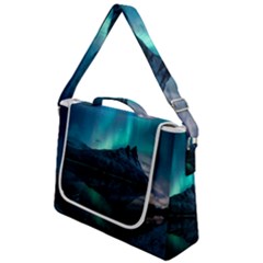 Aurora Borealis Mountain Reflection Box Up Messenger Bag by Pakjumat