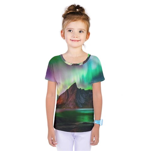 Aurora Borealis Nature Sky Light Kids  One Piece T-shirt by Pakjumat