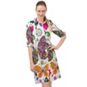 Butterflies Abstract Colorful Floral Flowers Vector Long Sleeve Mini Shirt Dress View1