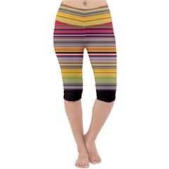 Neopolitan Horizontal Lines Strokes Lightweight Velour Cropped Yoga Leggings by Pakjumat