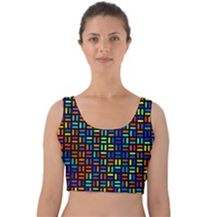 Geometric Colorful Square Rectangle Velvet Crop Top by Pakjumat