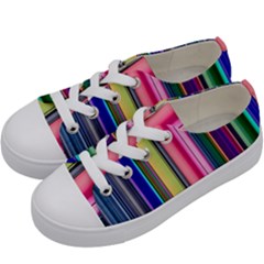 Pastel Colors Striped Pattern Kids  Low Top Canvas Sneakers by Pakjumat